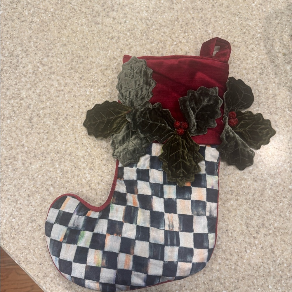 1 Mackenzie child 17 inch  Checkered Christmas Stocking.